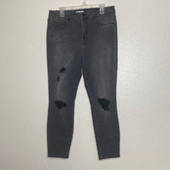 GOOD AMERICAN Women’s Distressed Stretched Jeans Size 16 - Picture 1 of 5